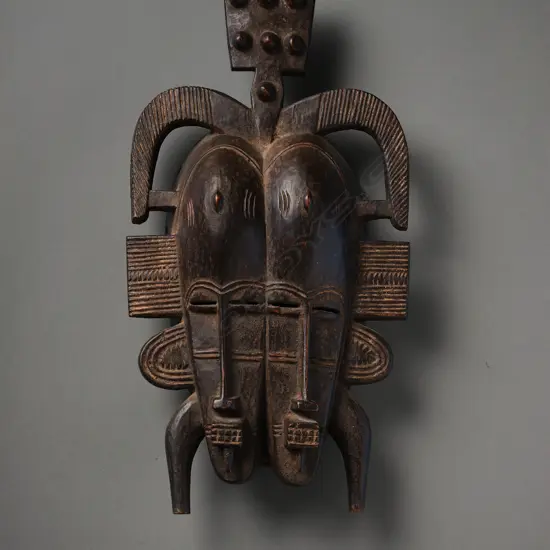 Wooden Senufo Kpelie double mask - Ivory Coast,